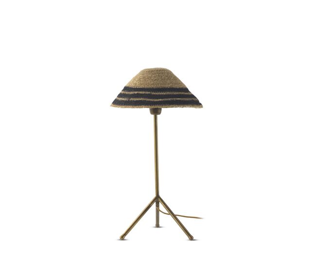 Candeeiro de mesa com abajur de fibra natural trançada