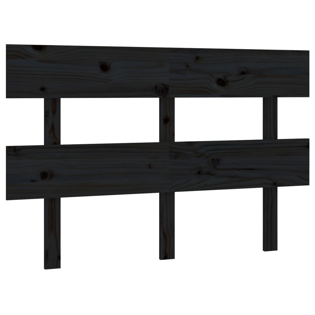 Vidaxl cabeceira de cama 124x3x81 cm pinho maciço preto