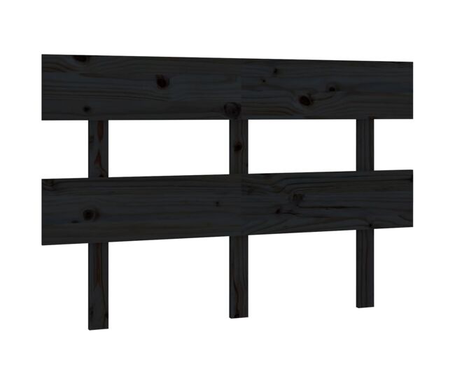 Vidaxl cabeceira de cama 124x3x81 cm pinho maciço preto