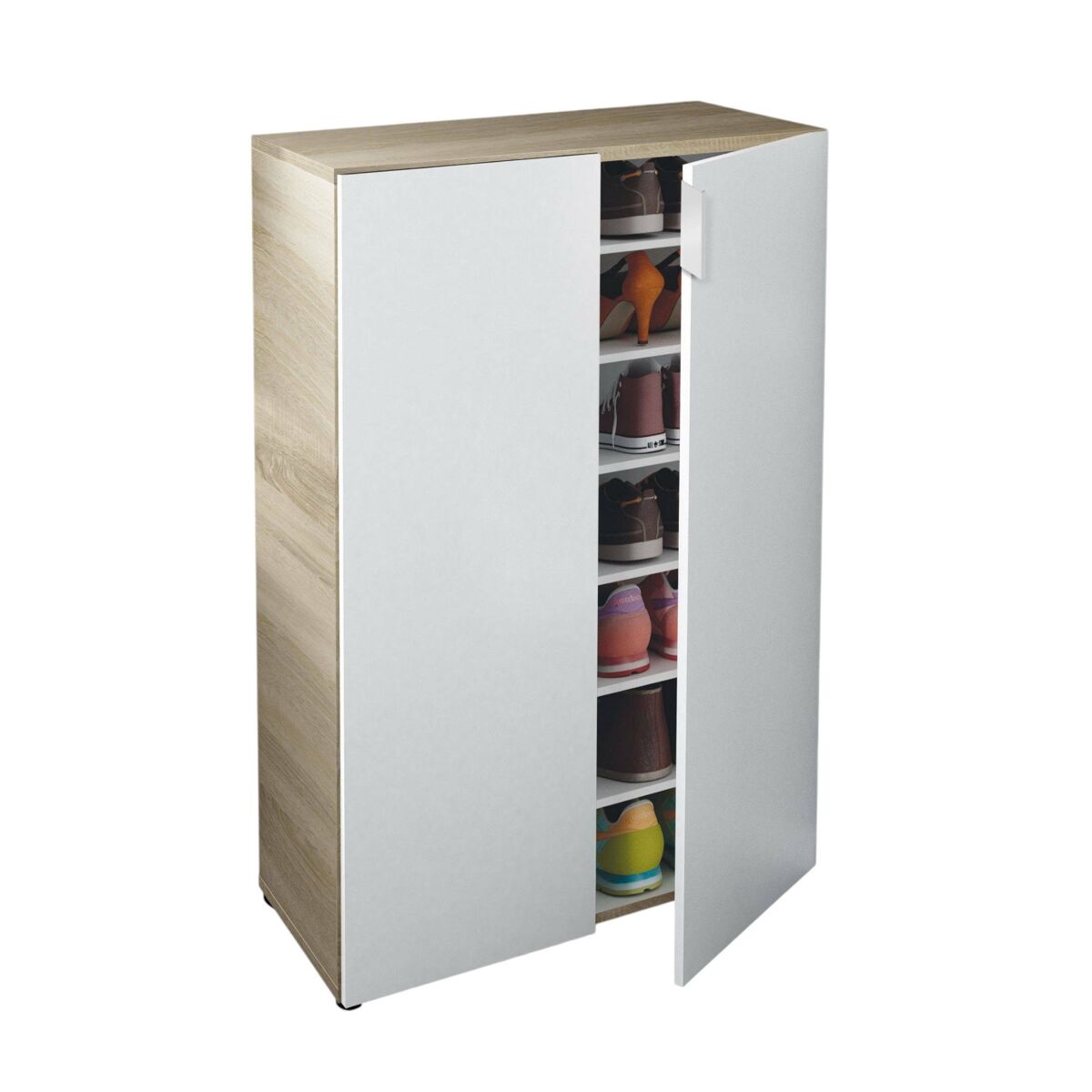 Armário multiuso com 2 portas com efeito madeira