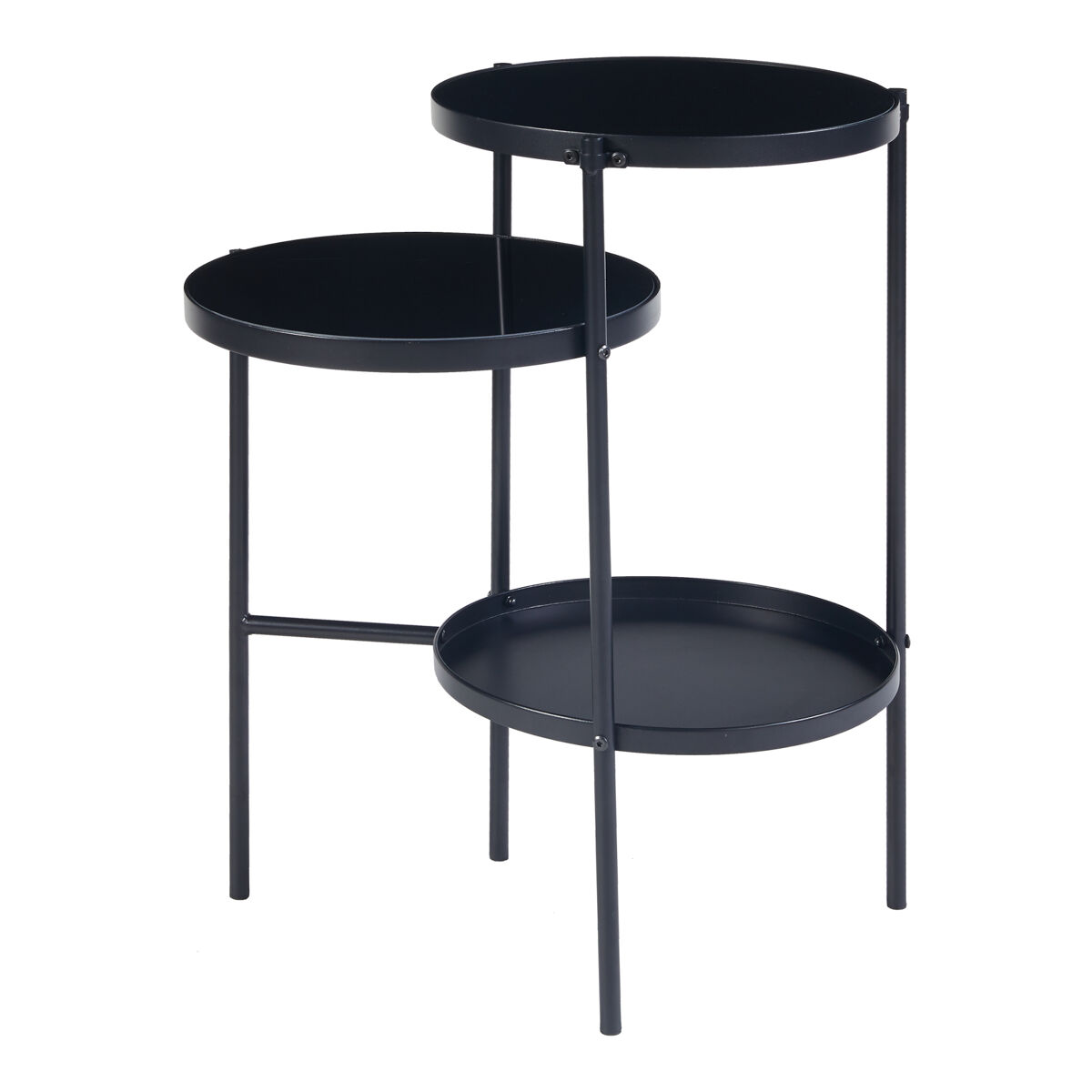 Mesa de apoio redonda Mölndal 2 prateleiras metálicas [en.casa]