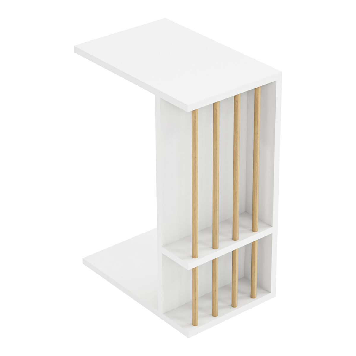 Mesa de apoio siikainen com rodas em aglomerado 65x44x29cm - branco [en.casa]