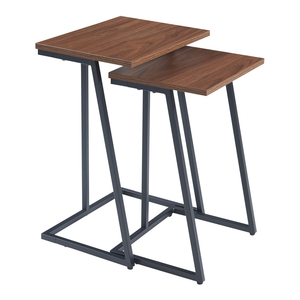 Conjunto de 2 mesas de encaixe salem 40x30x56cm - efeito nogueira [en.casa]