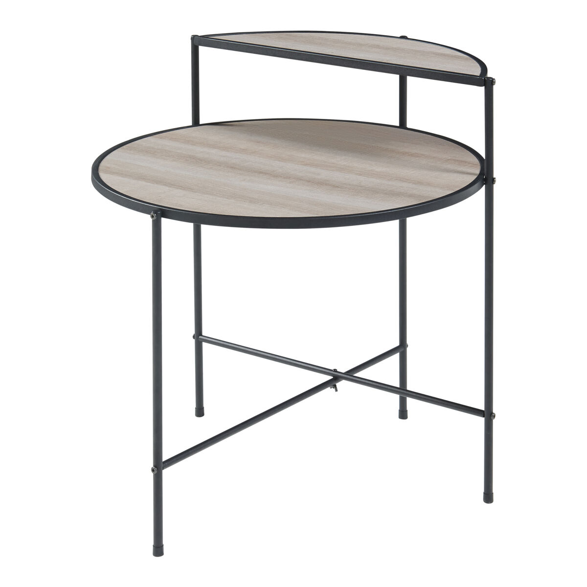 Mesa de apoio redonda Fyresdal com prateleira metálica MDF [en.casa]