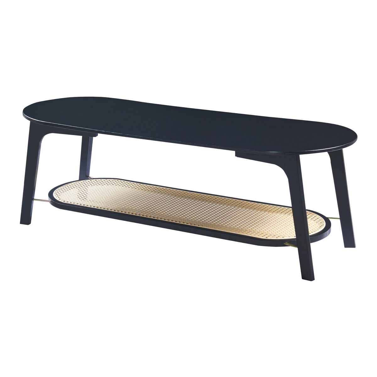 Mesa de centro taivalkoski 120x43x40cm - preto/rattan [en.casa]