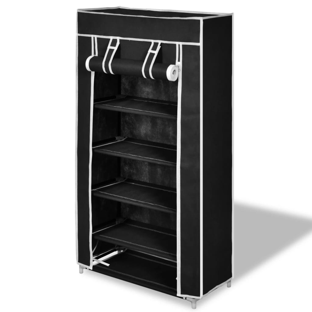 Vidaxl armário p/ sapatos com cobertura 58x28x106cm tecido preto
