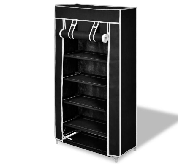Vidaxl armário p/ sapatos com cobertura 58x28x106cm tecido preto