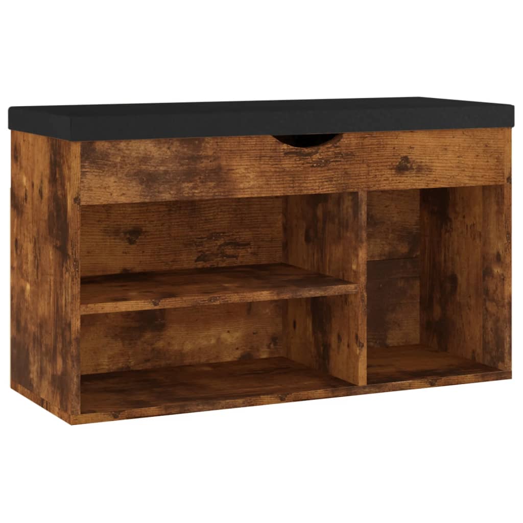 Vidaxl banco sapateira + almofadão 80x30x47cm contrap. carvalho fumado