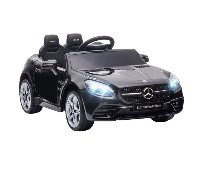 Aiyaplay carro électrique mercedes slc 300 12v para enfants de 3-6 anos com controlo remoto faróis led buzina música tf usb e abertura da porta 3-5km/h 107x62,5x44 cm noir