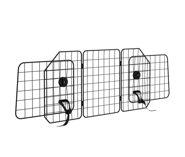 Pawhut barreira protetora de carro para cães com largura ajustável grade para cães de carro dobrável de aço 93-150x42 cm preto