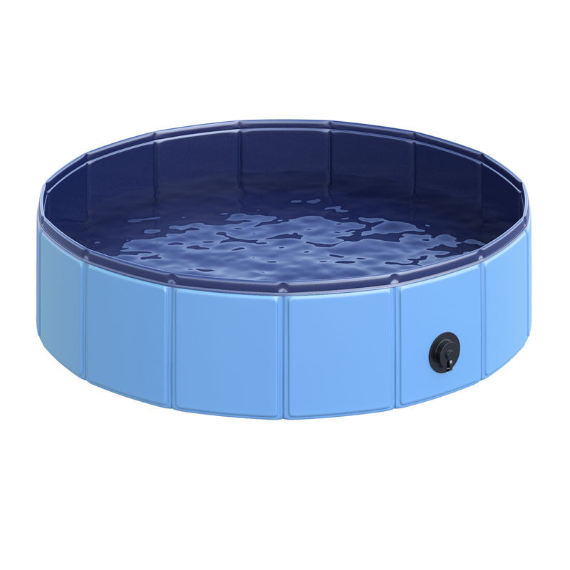 Pawhut piscina dobrável para cães gatos banheira portátil para animais de estimação pvc antiderrapante múltiplo uso para interior e exterior ø80x20 cm
