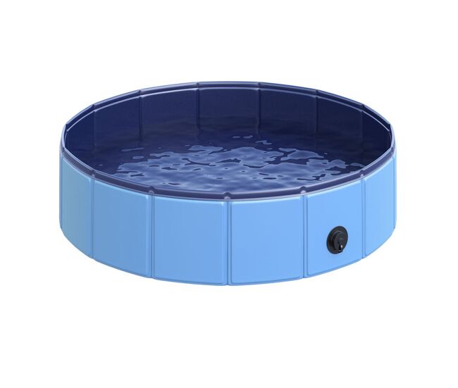 Pawhut piscina dobrável para cães gatos banheira portátil para animais de estimação pvc antiderrapante múltiplo uso para interior e exterior ø80x20 cm