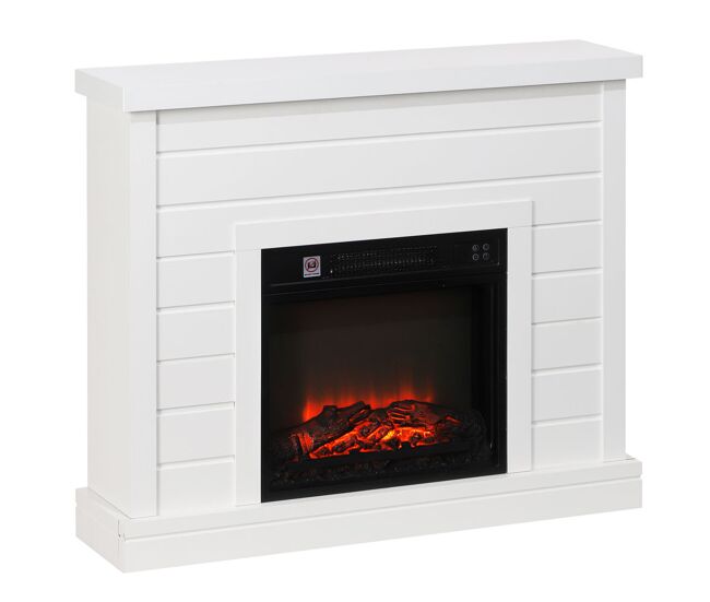 Homcom lareira elétrica 1800w lareira decorativa com efeito de chama realista controlo remoto temporizador semanal proteção contra sobreaquecimento