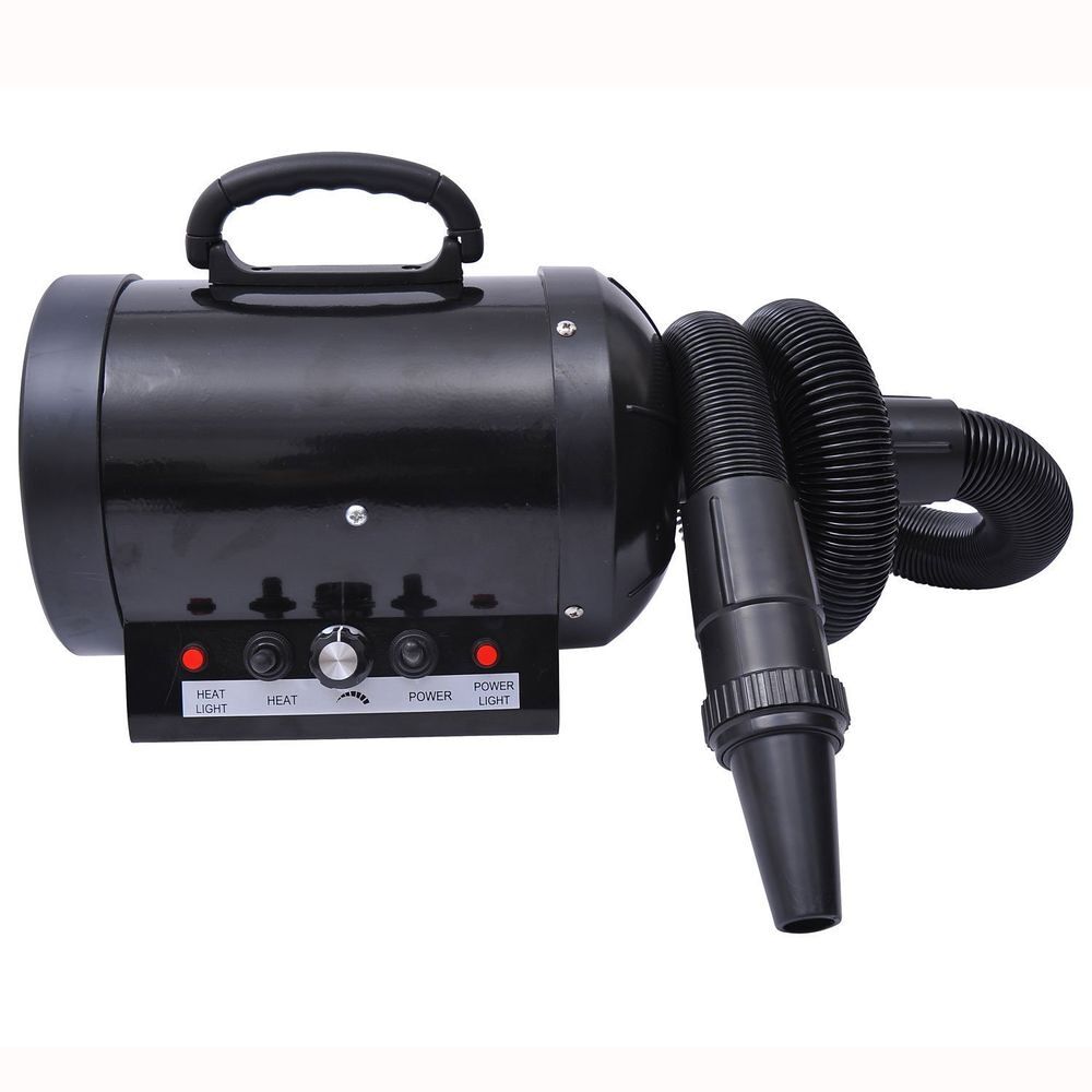 Pawhut secado de pelo para cães 2800w secador de pelo para animais de estimação com temperatura e velocidade ajustável 3 bicos tubo flexível 2,5m e alça de transporte 40x16x20cm preto