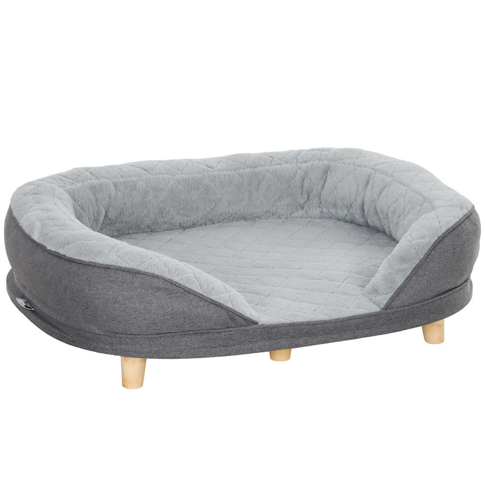 Pawhut sofá para cães médios e grandes sofá para animais de estimação com pate superior amovível capa lavável e pés de madeira carga 25 kg 90x78x25 cm