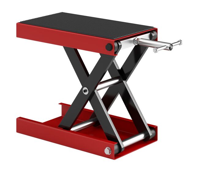 Durhand plataforma de elevação tipo tesoura com altura ajustável carga 500kg 41,5x23,5x10-37cm preto e vermelho