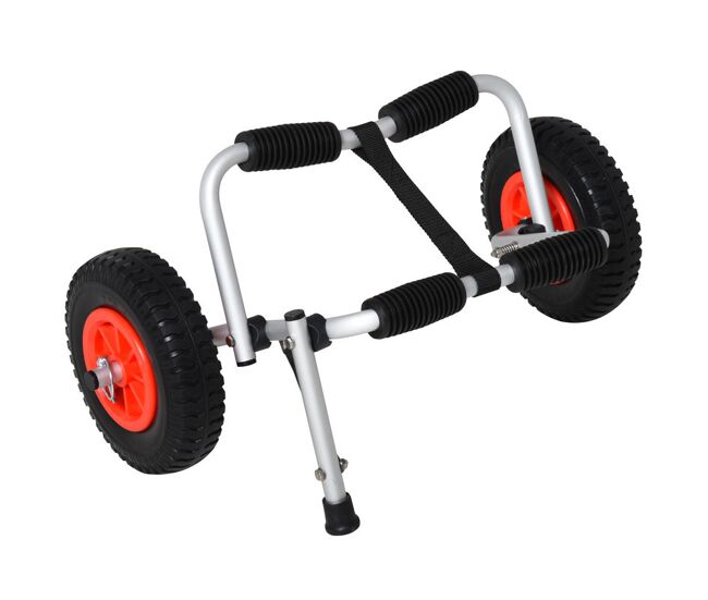 Homcom carrinho de transporte dobrável para caiaque carga 75 kg de alumínio ajuste universal com rodas para barco canoa 57,5x33x24 cm prata
