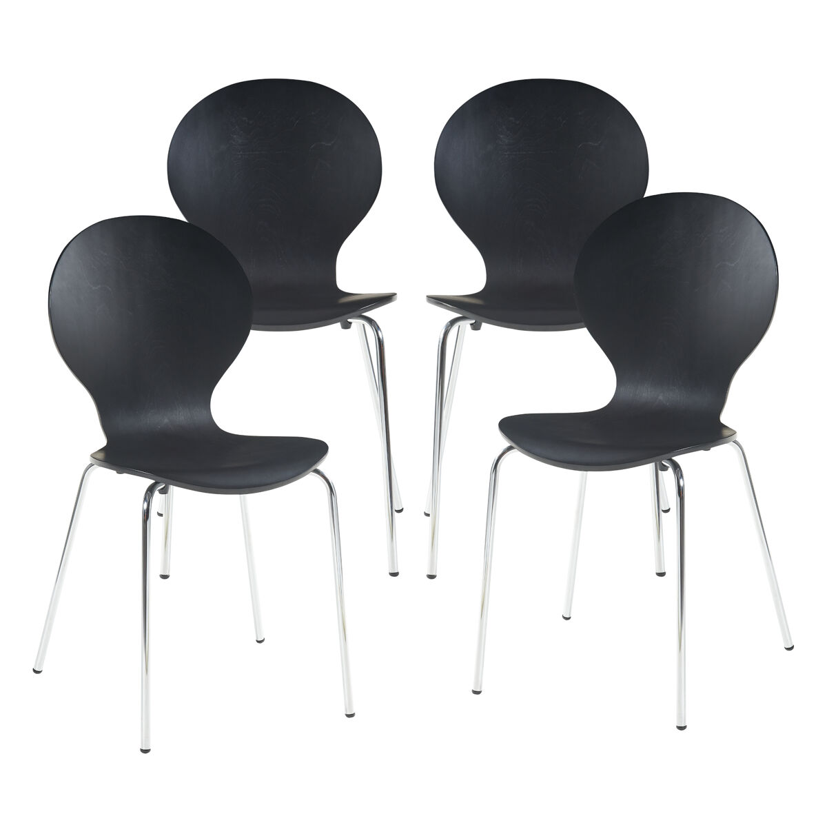 Conjunto de 4 cadeiras de jantar etne - preto [en.casa]