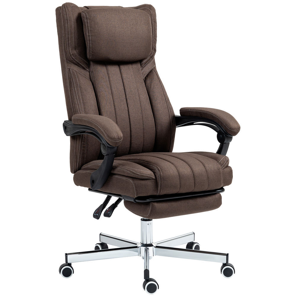 Vinsetto cadeira de escritório com 6 pontos de massagem por vibração cadeira de escritório reclinável com altura ajustável controlo remoto encosto alto e apoio para a cabeça 65x61x101-113 cm marrom
