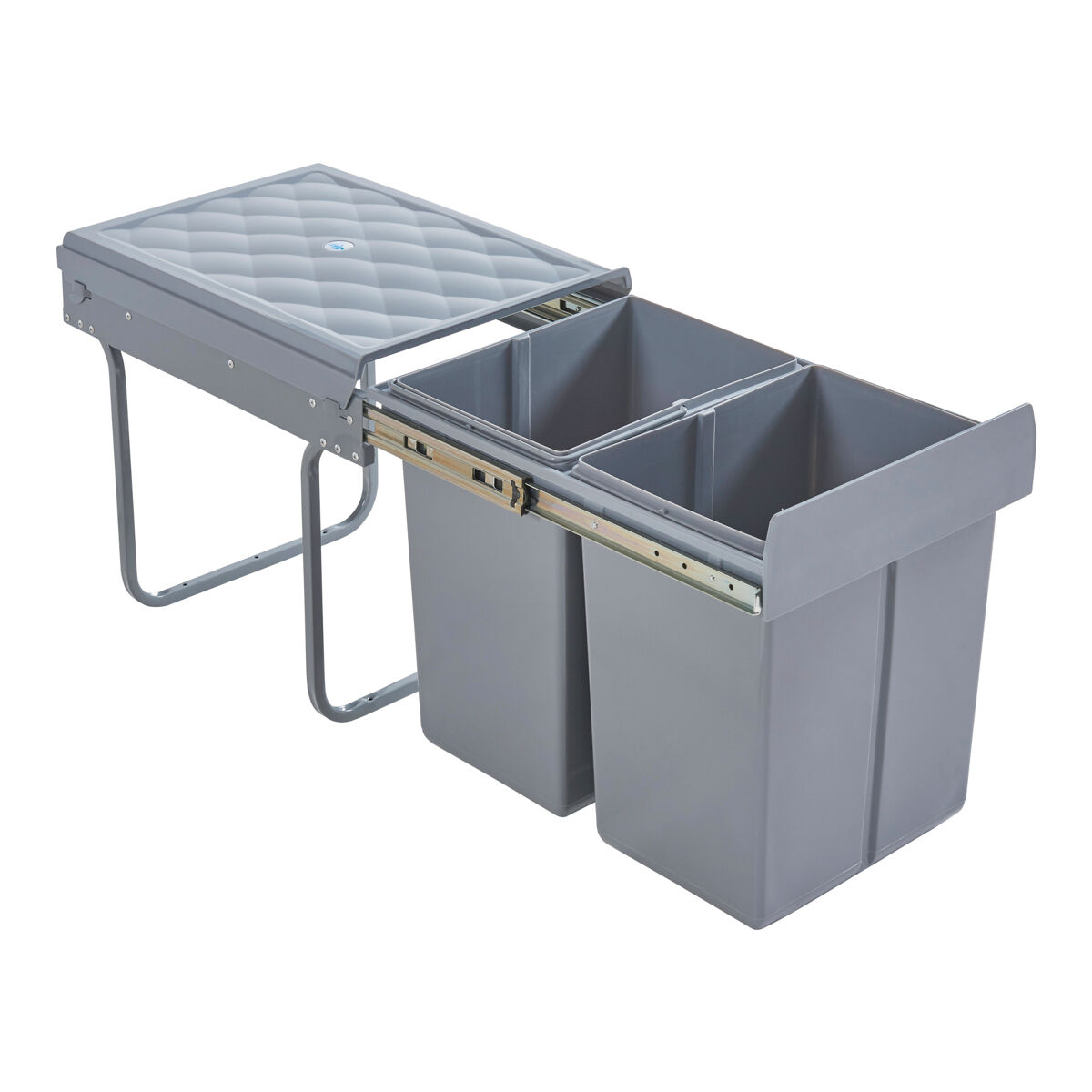 Caixote do lixo extraível froland capacidade 2 x 20 l plástico/aço 48 x 34 x 42 cm - cinzento [en.casa]