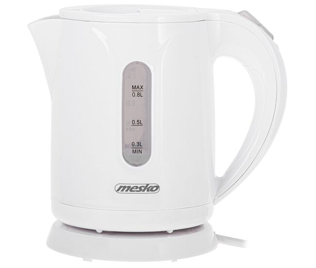 Mesko ms1376 chaleira eléctrica de água 0,8 l sem bpa, sem fio, desligamento automático, filtro anti-calcário, 1600, branco