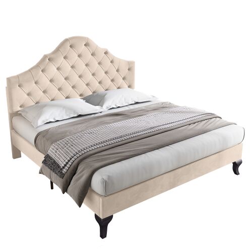 Cama de casal de veludo 140x190cm,branco+bege