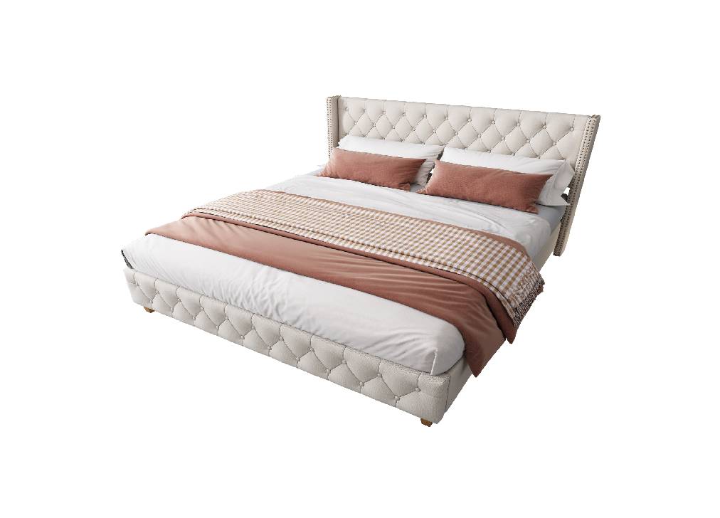 Cama de casal de linho 160x200cm,bege