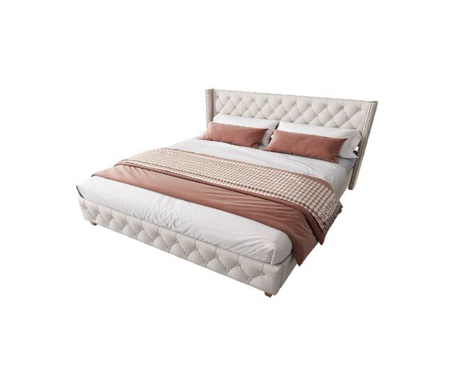 Cama de casal de linho 160x200cm,bege