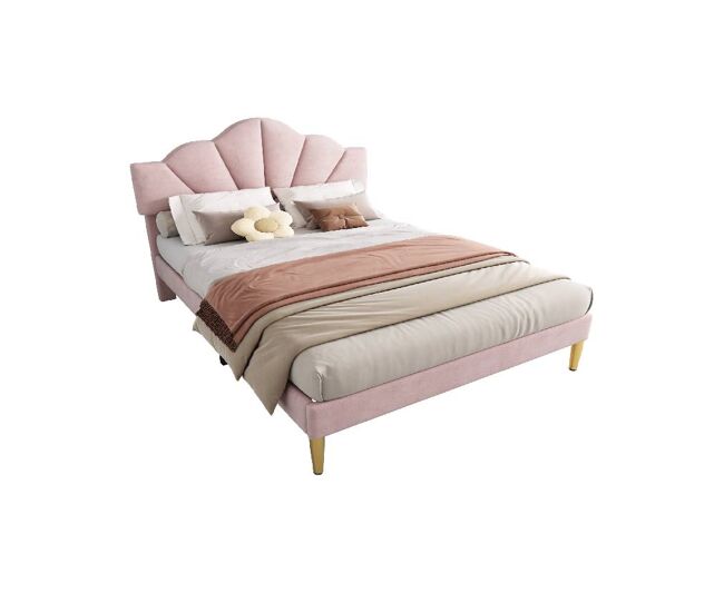 Cama de casal de veludo 140x190cm,rosa