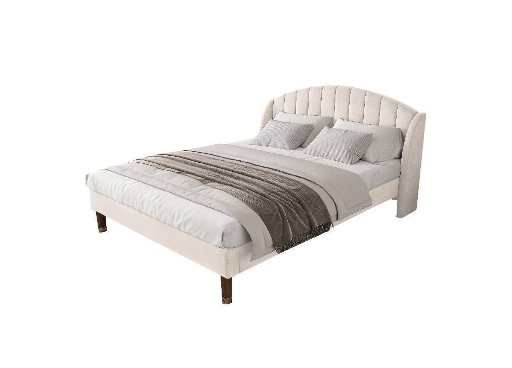 Cama de casal de veludo 140x190cm,bege