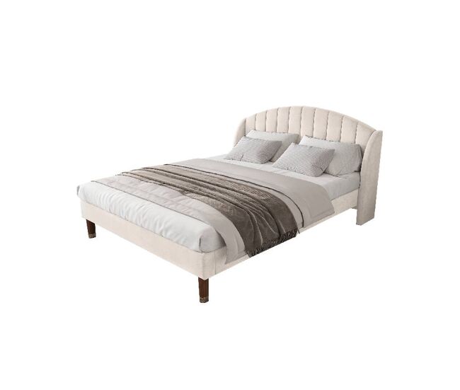 Cama de casal de veludo 140x190cm,bege