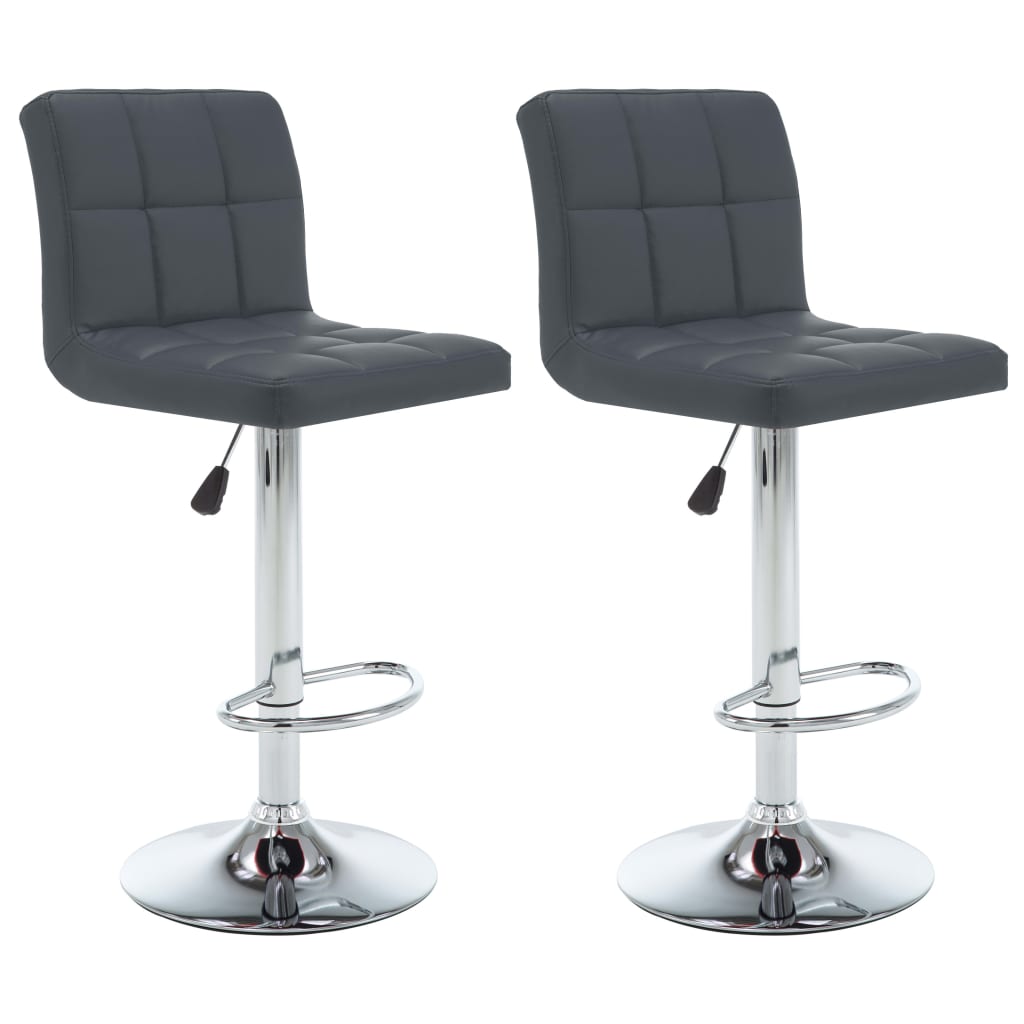 Vidaxl bancos de bar 2 pcs couro artificial cinzento