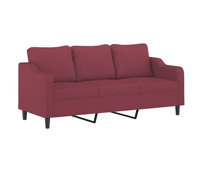 Vidaxl sofá de 3 lugares tecido 180 cm vermelho tinto