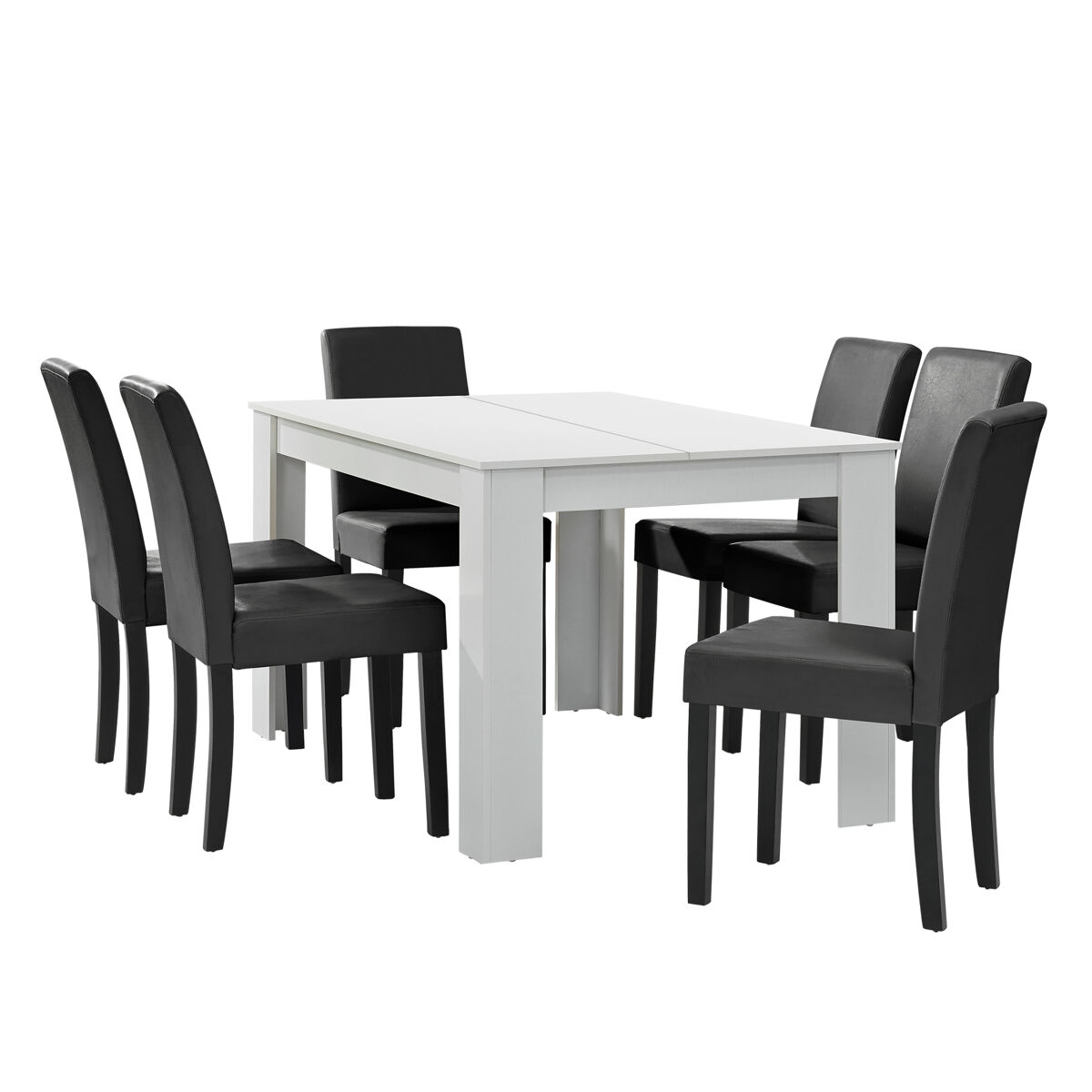 Mesa de jantar + 6 cadeiras Forssa MDF e couro sintético 140x90