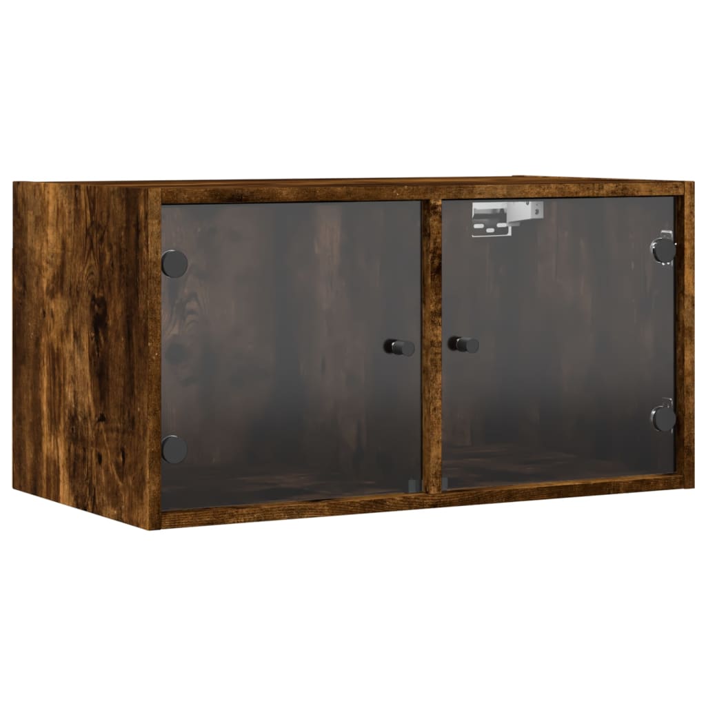 Vidaxl armário de parede c/ portas vidro 68,5x37x35 cm carvalho fumado