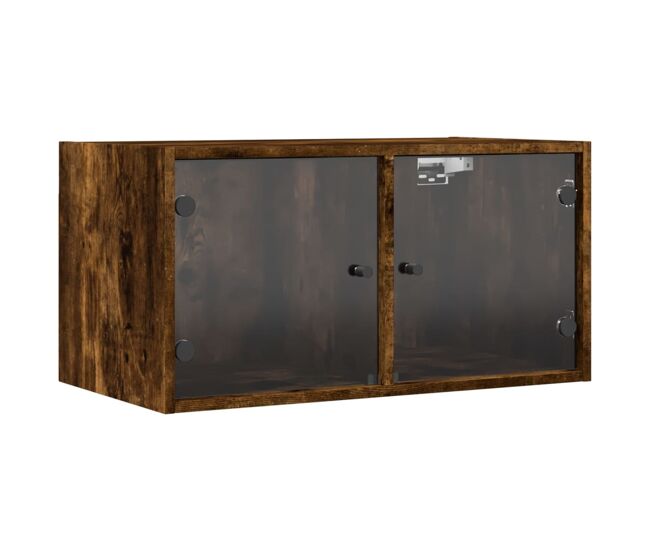 Vidaxl armário de parede c/ portas vidro 68,5x37x35 cm carvalho fumado