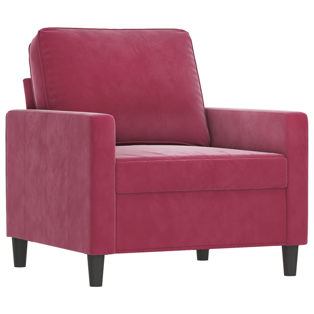 Vidaxl poltrona 60 cm veludo vermelho-tinto