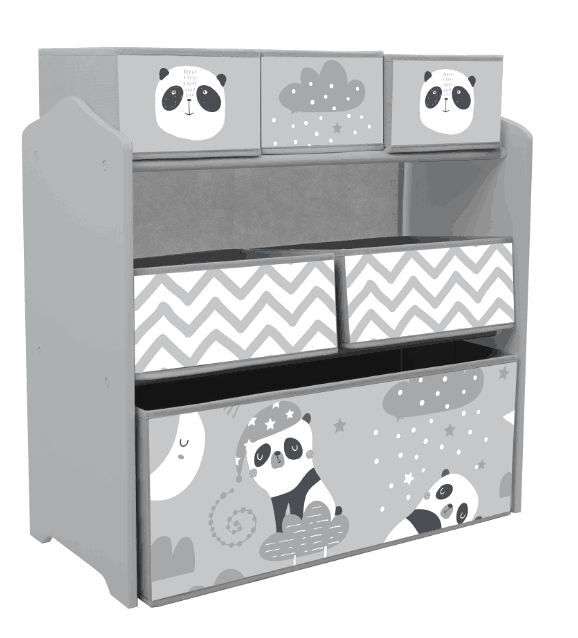 Zonekiz étagère para brinquedos com 6 caixas de tecido não tecido amovíveis organizador de brinquedos para enfants de 3-8 anos para dormitório 63x30x66 cm ciza