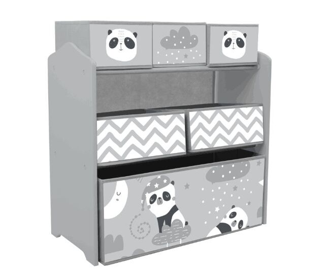 Zonekiz étagère para brinquedos com 6 caixas de tecido não tecido amovíveis organizador de brinquedos para enfants de 3-8 anos para dormitório 63x30x66 cm ciza