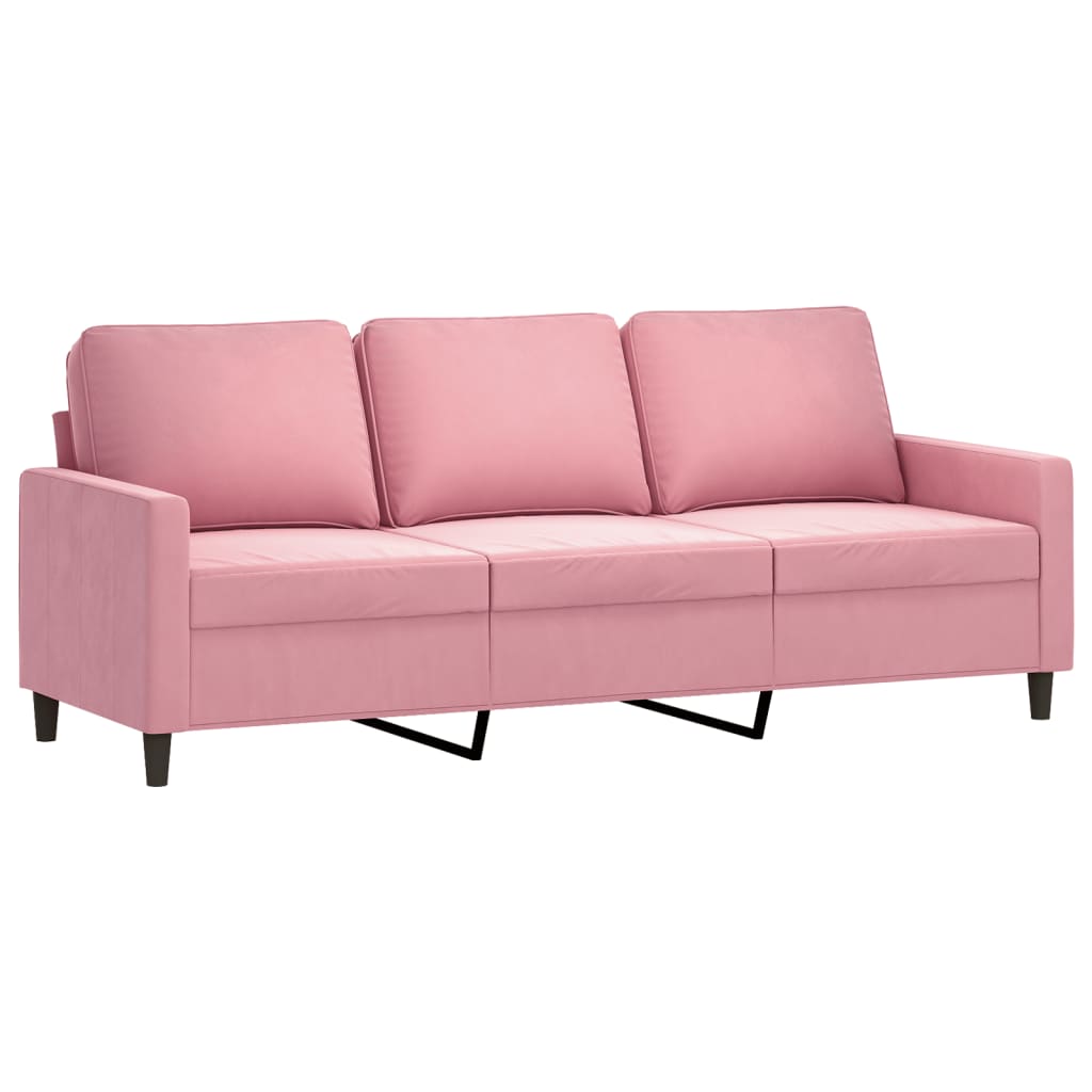 Vidaxl sofá de 3 lugares 180 cm veludo rosa