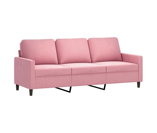 Vidaxl sofá de 3 lugares 180 cm veludo rosa