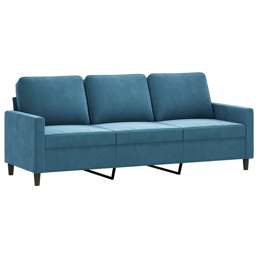 Vidaxl sofá de 3 lugares 180 cm veludo azul