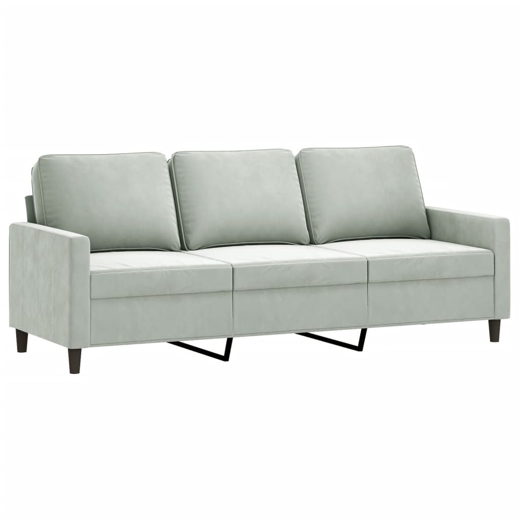 Vidaxl sofá de 3 lugares 180 cm veludo cinzento-claro