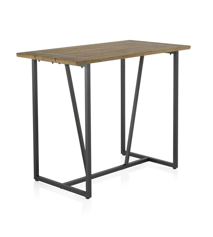 Mesa de bar metálica com envelope de madeira