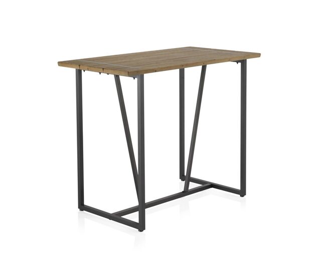 Mesa de bar metálica com envelope de madeira