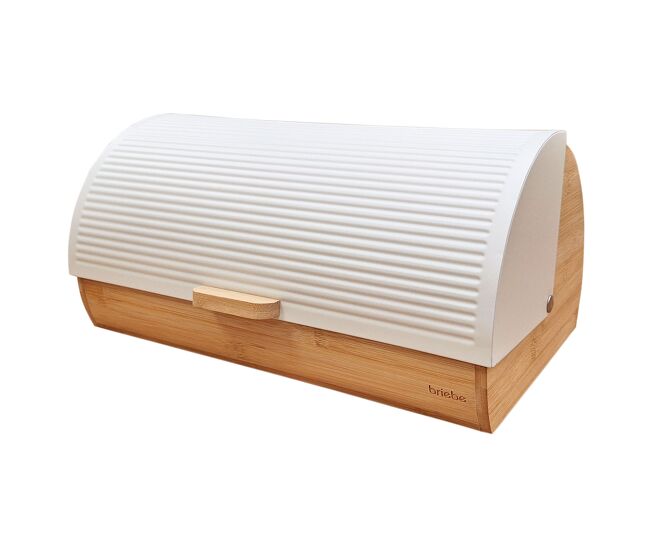 Briebe bb1162 caixa de pão para guardar pão, madeira de bambu, tampa deslizante, bread box para armazenamento, , blanc