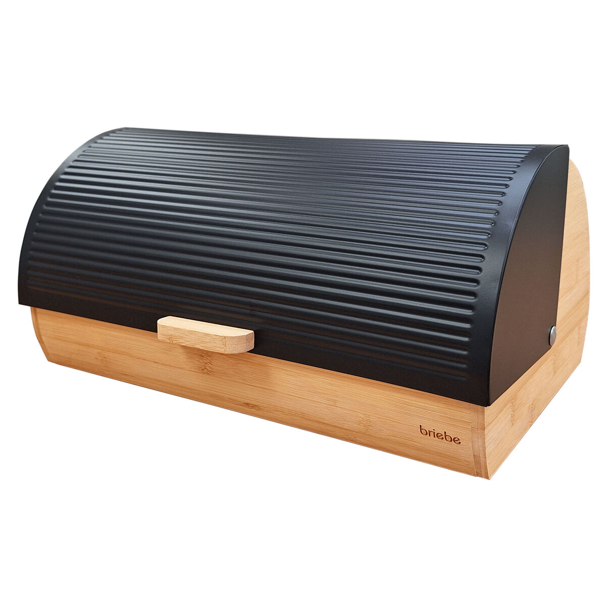Briebe bb1162 caixa de pão para guardar pão, madeira de bambu, tampa deslizante, bread box para armazenamento, , noir