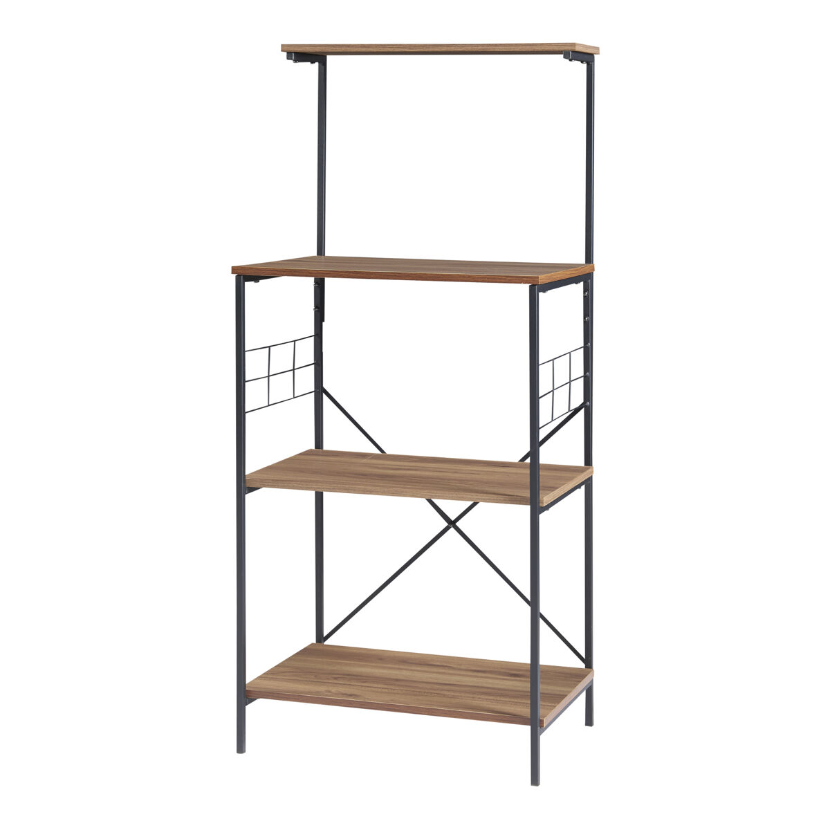 Estante de cozinha billund 4 prateleiras metal/aglomerado 133x60x42cm efeito preto/noz [en.casa]