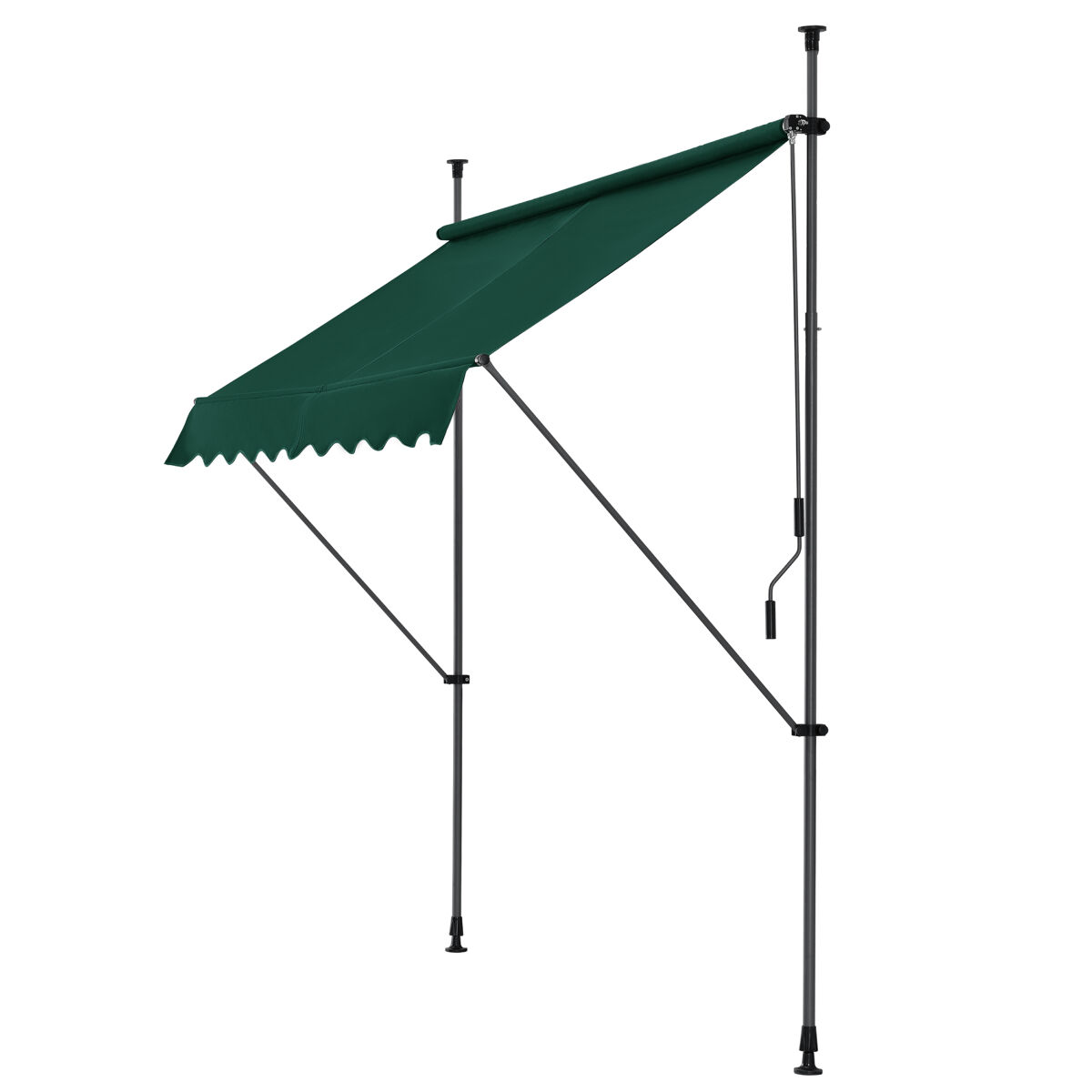 Toldo articulado com armação stem de haste enrolável - aço/poliéster 400 x 120 x 220-309 cm verde escuro [pro.tec]