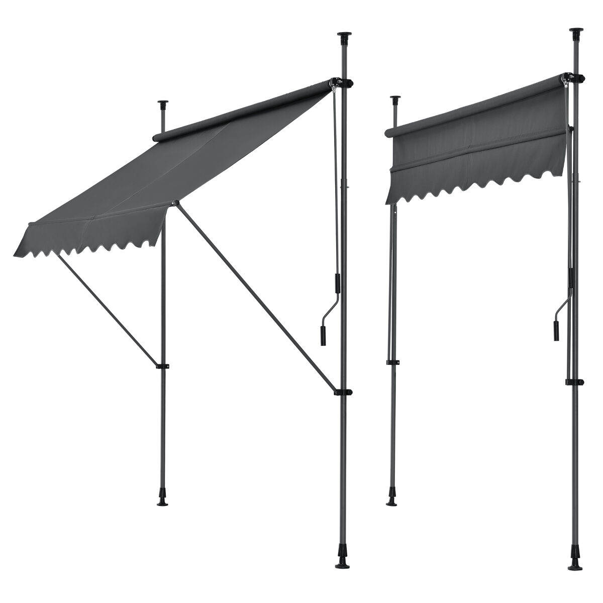 Toldo articulado com armação de haste enrolável - aço/poliéster 350x120